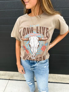 Long Live Western Rodeo Boho Graphic Tee - Sand