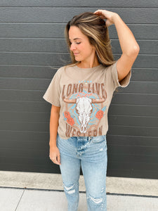 Long Live Western Rodeo Boho Graphic Tee - Sand