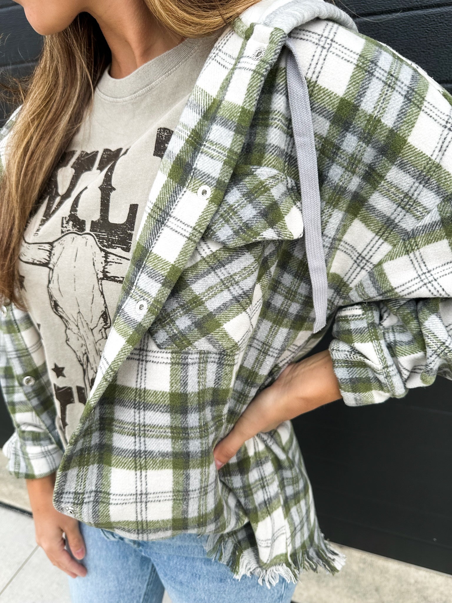 Lennon Plaid Shacket - Olive Multi
