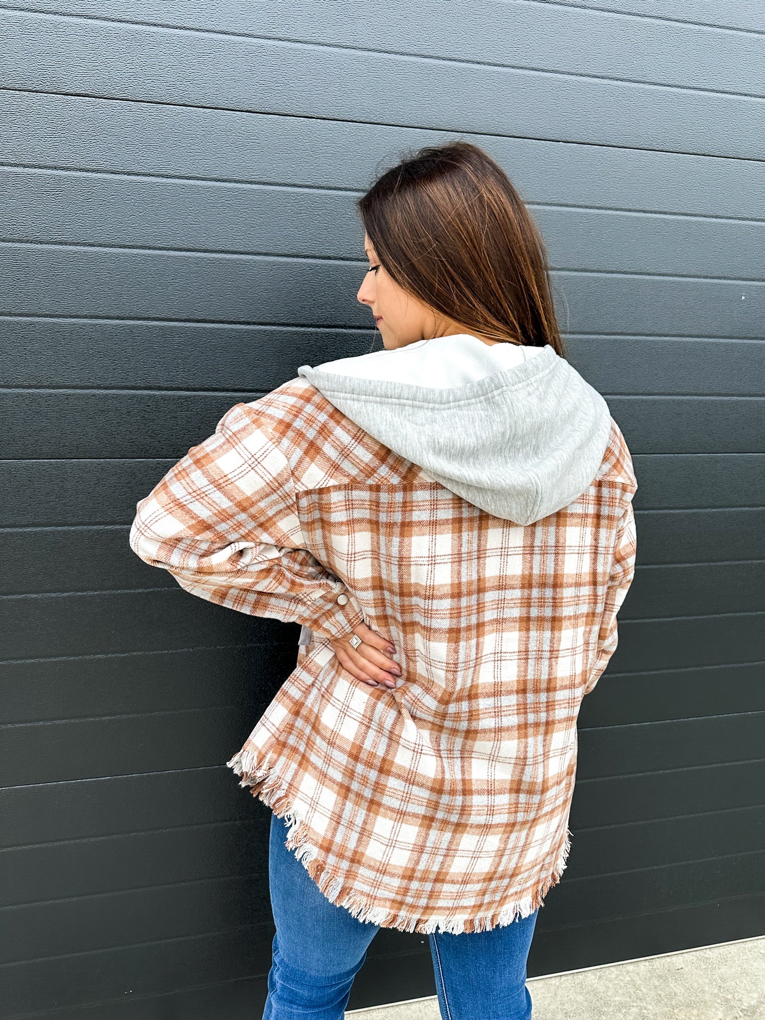 Lennon Plaid Shacket - Camel Multi