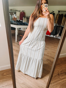 Savannah Striped Maxi Dress - Ivory/Taupe