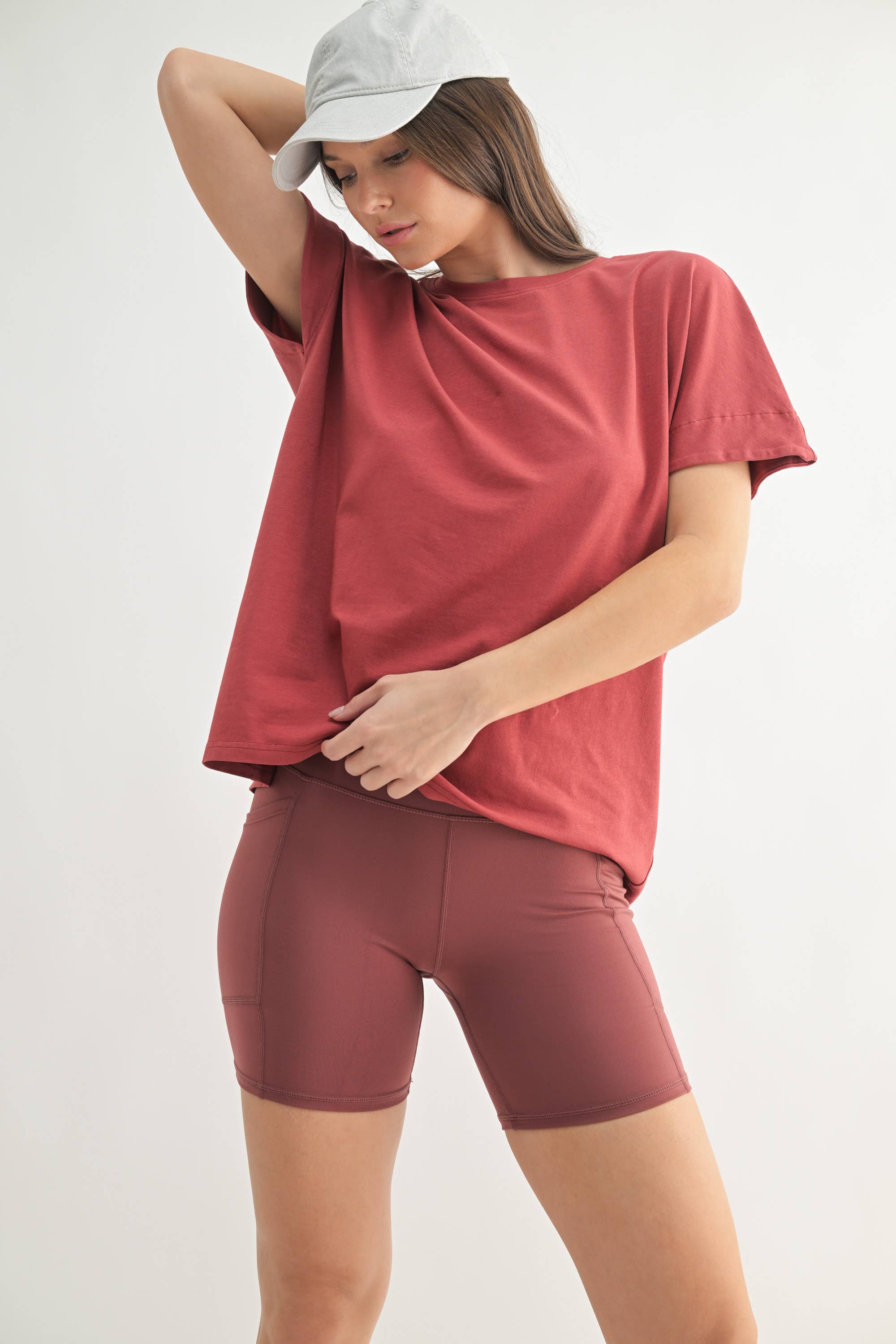 Shoreline Pima Cotton Slouchy Tee - Red Pear