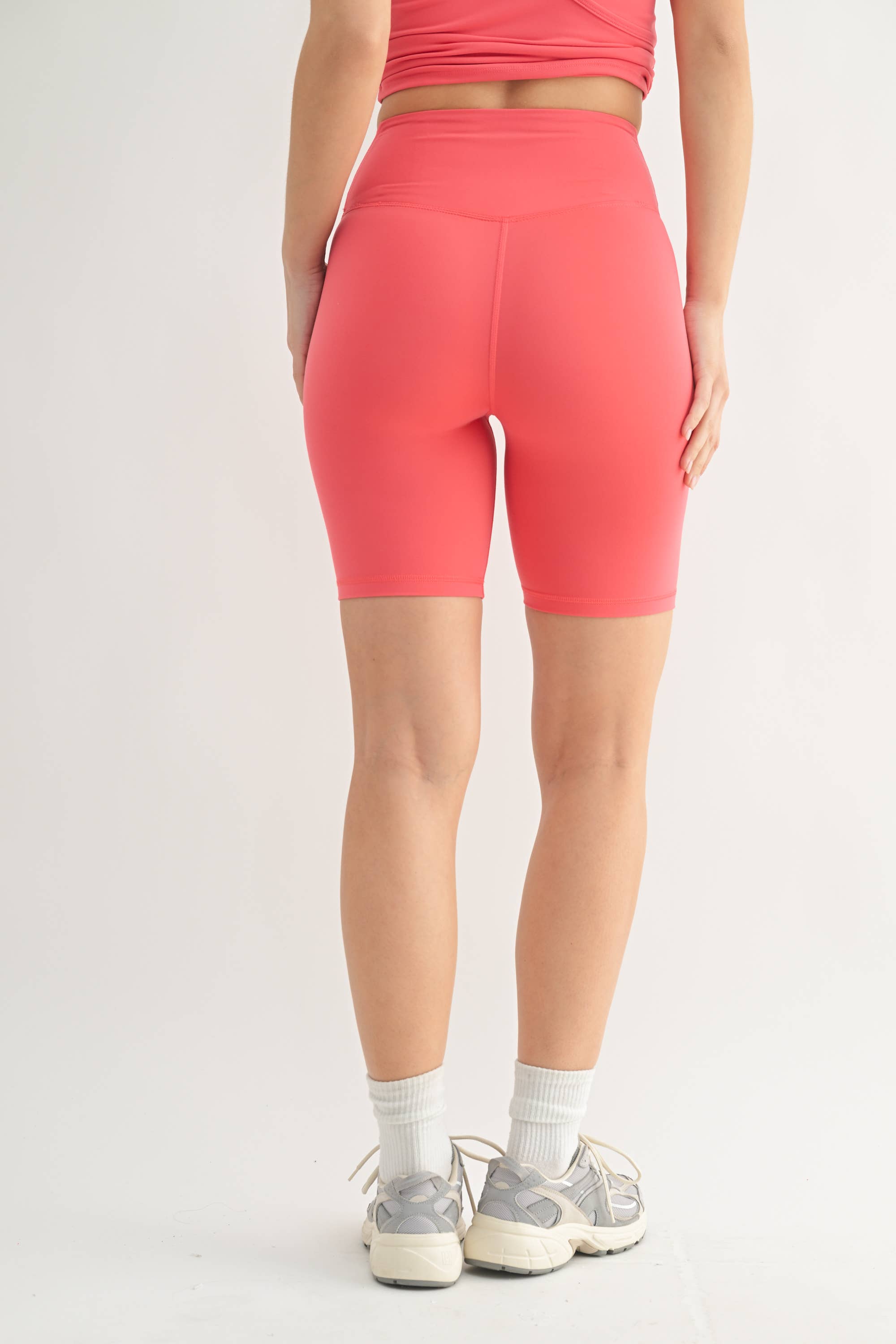 Venice Crossover Waist Biker Shorts - Paradise Pink