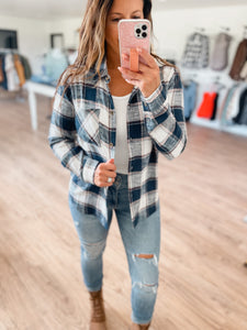Plaid Button Up - Navy