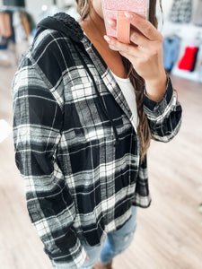 Ollie Plaid Hoodie - Black