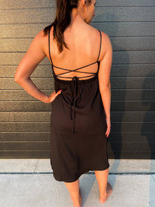 Endless Night Elastic Strap Midi Dress - Black
