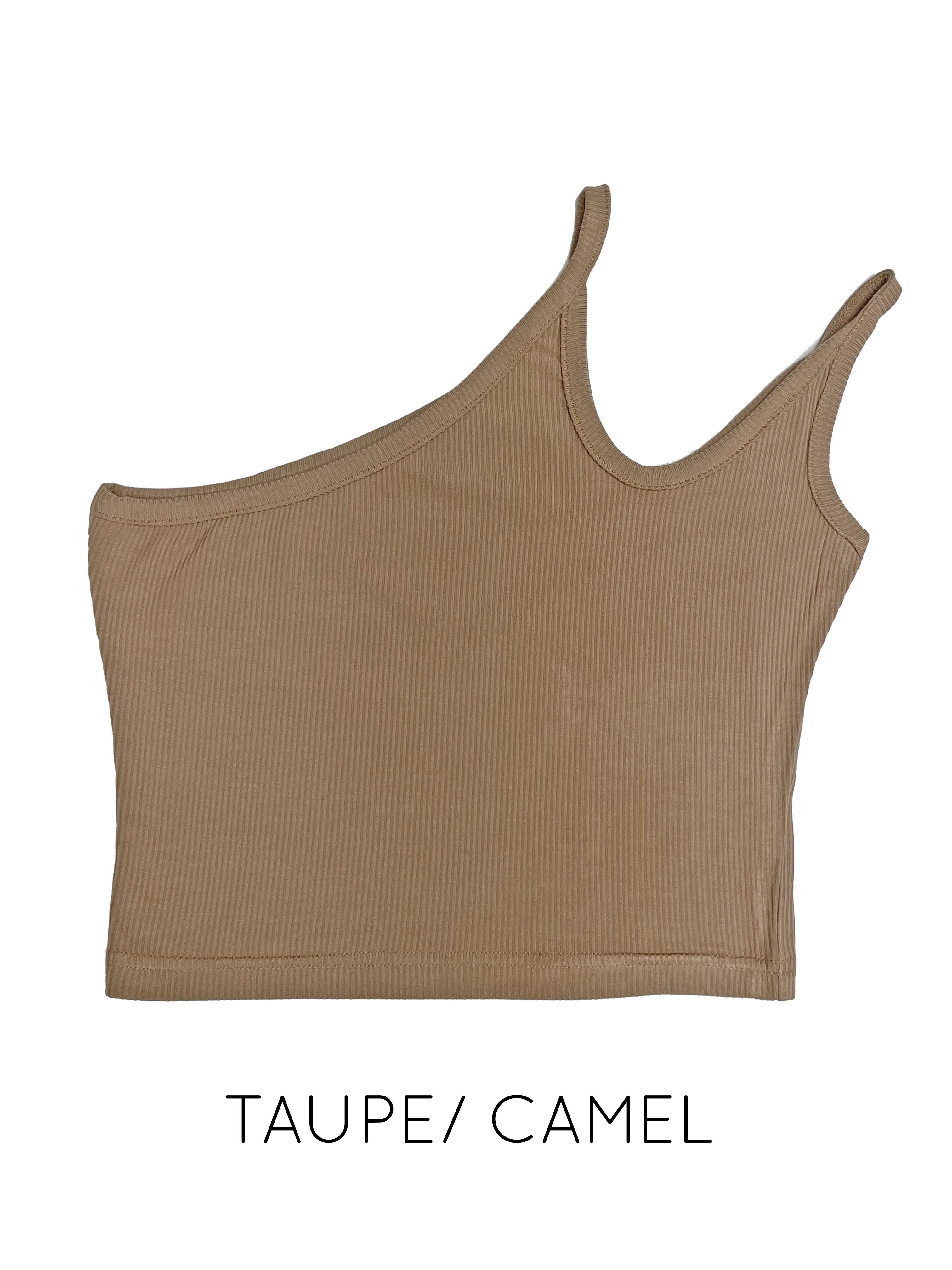 Double Strap Cropped Tank - Taupe