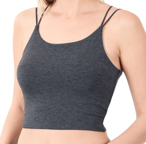 Double Strap Crop Cami - Charcoal