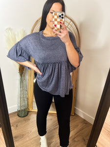Ruffled Solid Babydoll Tunic Top