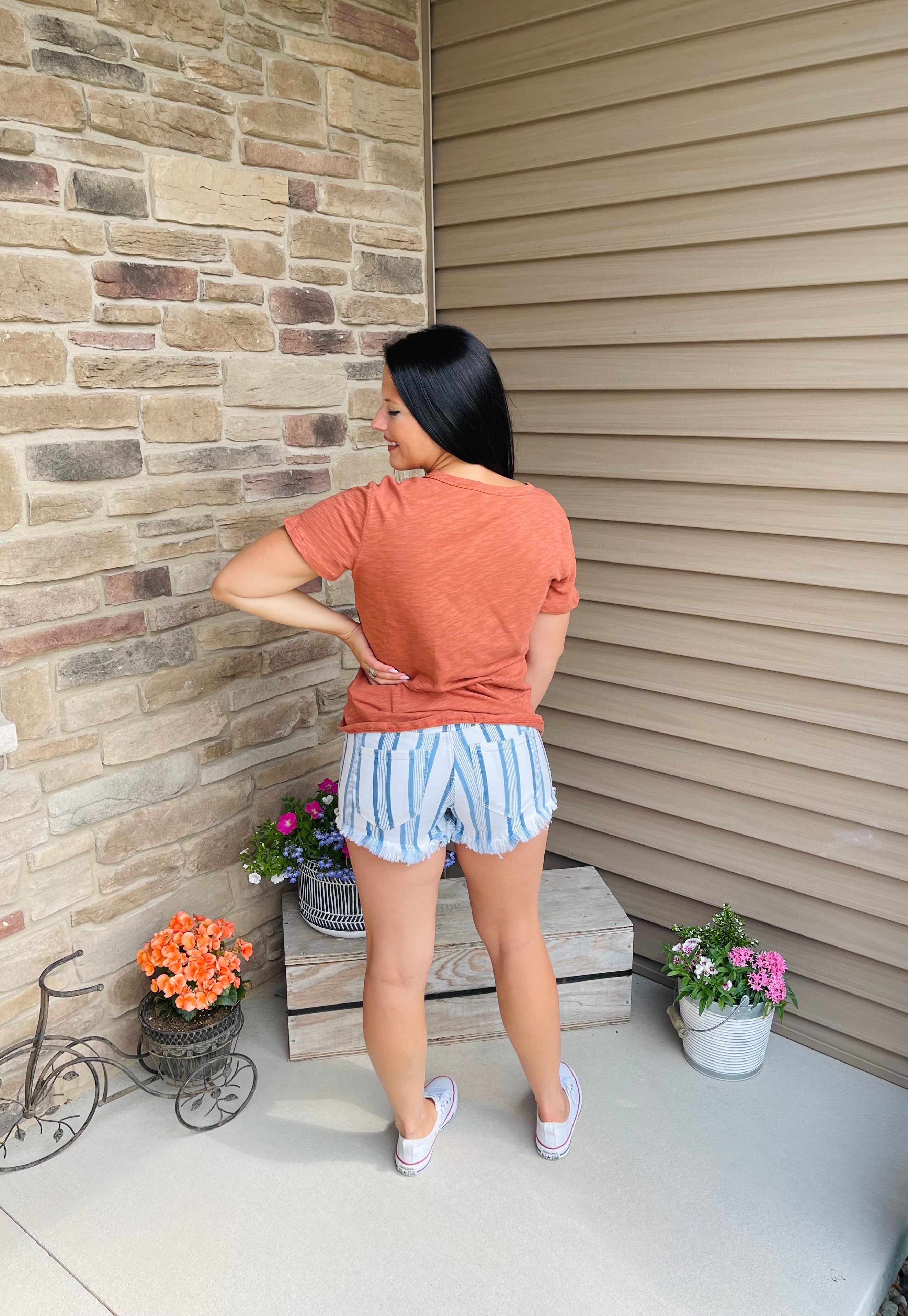 Emma High Rise Striped Shorts