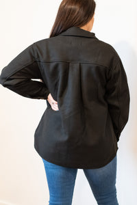 Fleece Oversized Shacket - Black