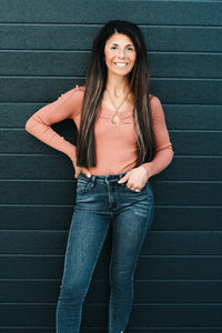 Wild Soul Sweater Bodysuit - Salmon