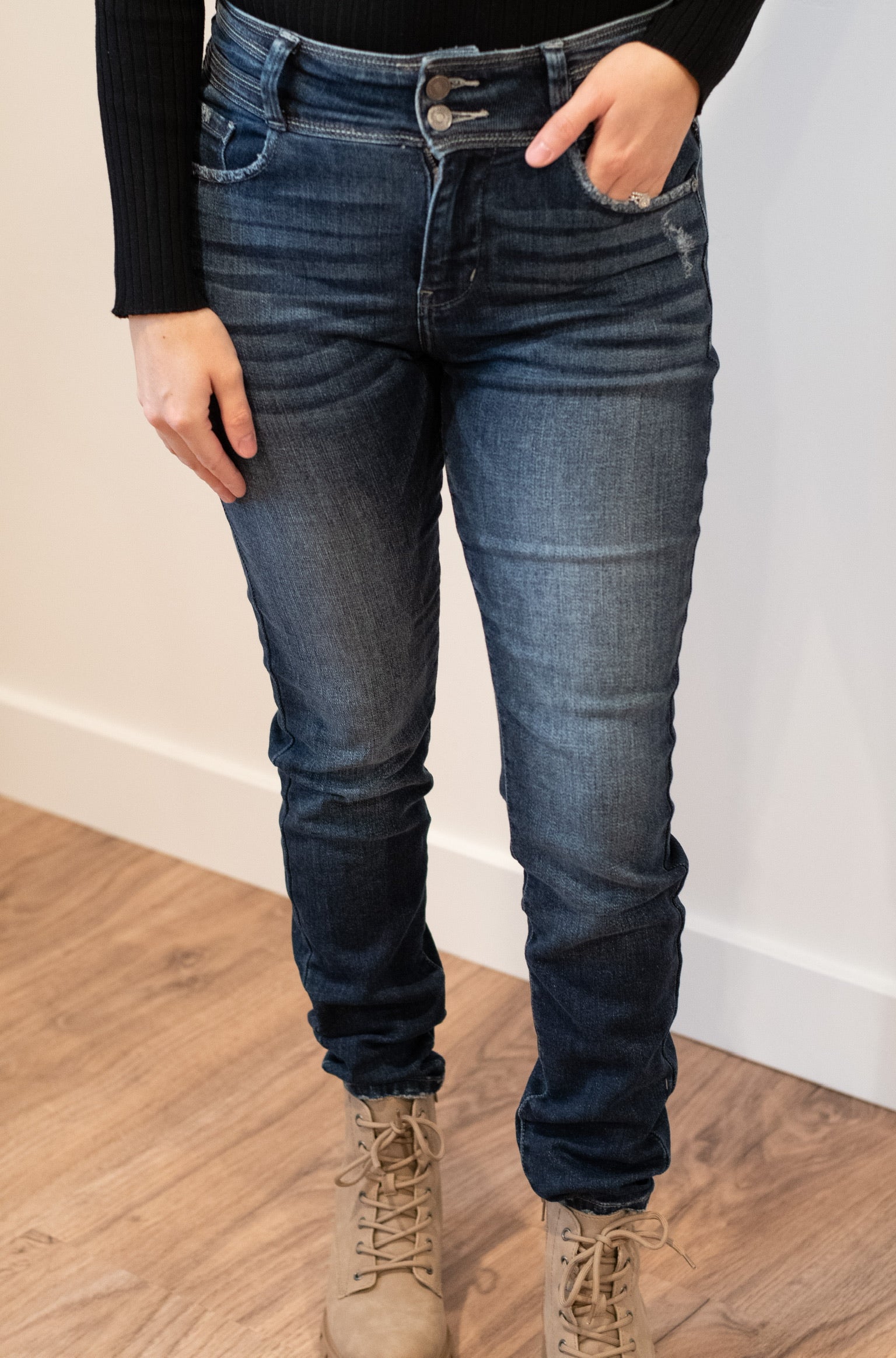 Kandy Double Button High Rise Skinny Jeans