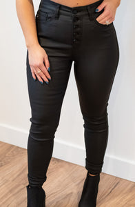 Lauren High Rise Coated Skinny Jeans - Black