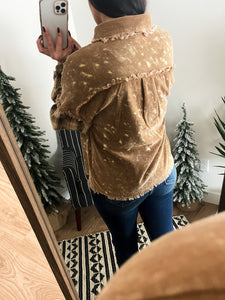 Vintage Washed Corduroy Button Up With Plaid and frayed hem detailing
