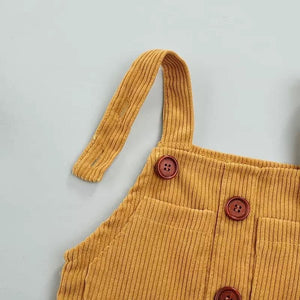Brianna's Button Down Corduroy Overall Dress - Mustard