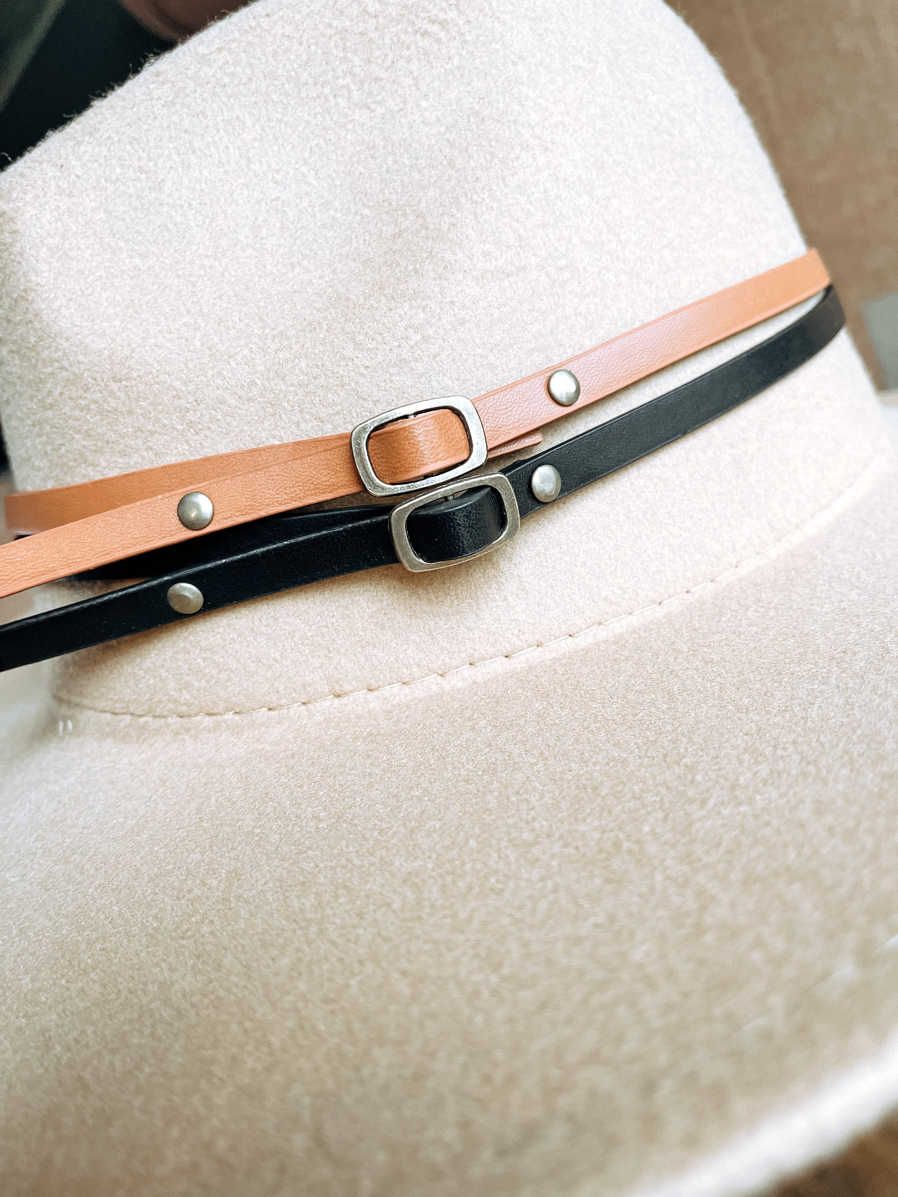 Layla Wide Brim Hat w/ Belt - Cappuccino